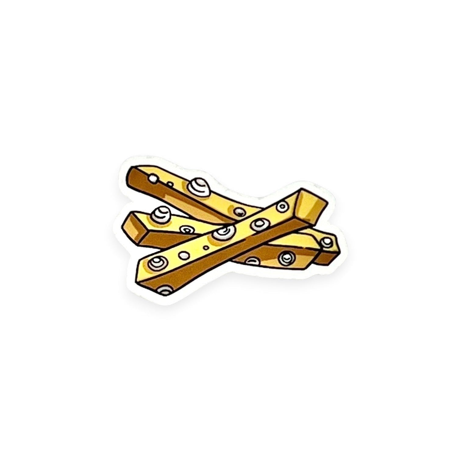 The Curiosity Route matte vinyl sticker featuring a Fossilized French Fries design on a light background.