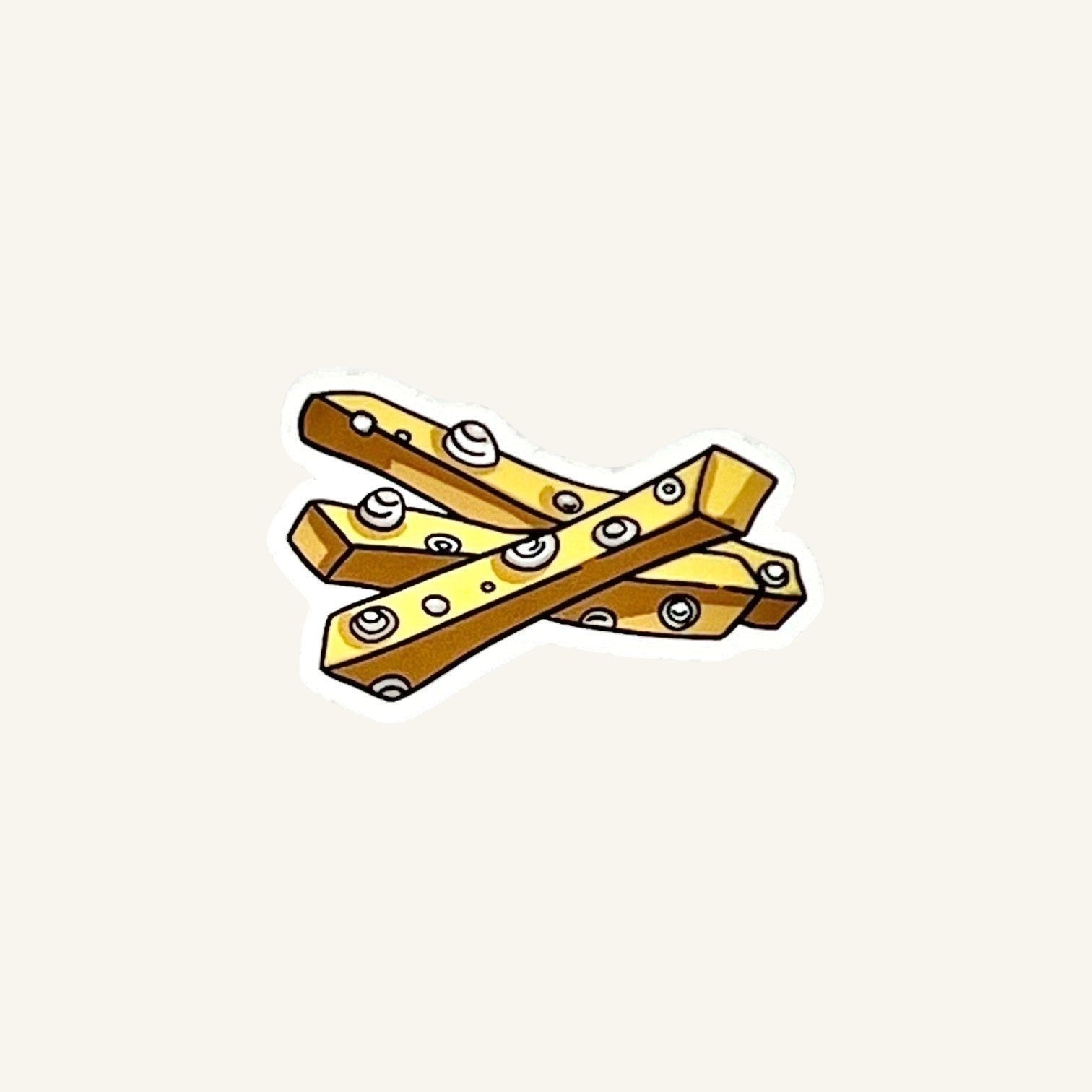 The Curiosity Route matte vinyl sticker featuring a Fossilized French Fries design on a light background.