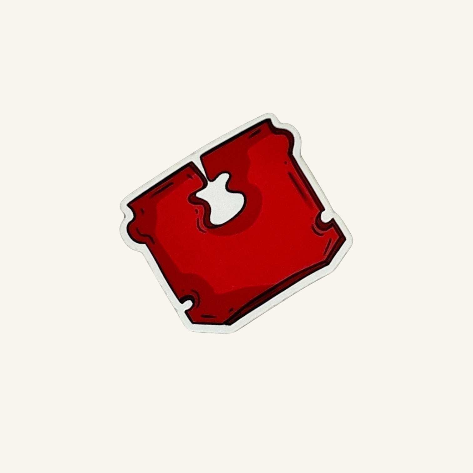 The Curiosity Route red bread clip sticker, a matte vinyl waterproof decal for laptops and water bottles.